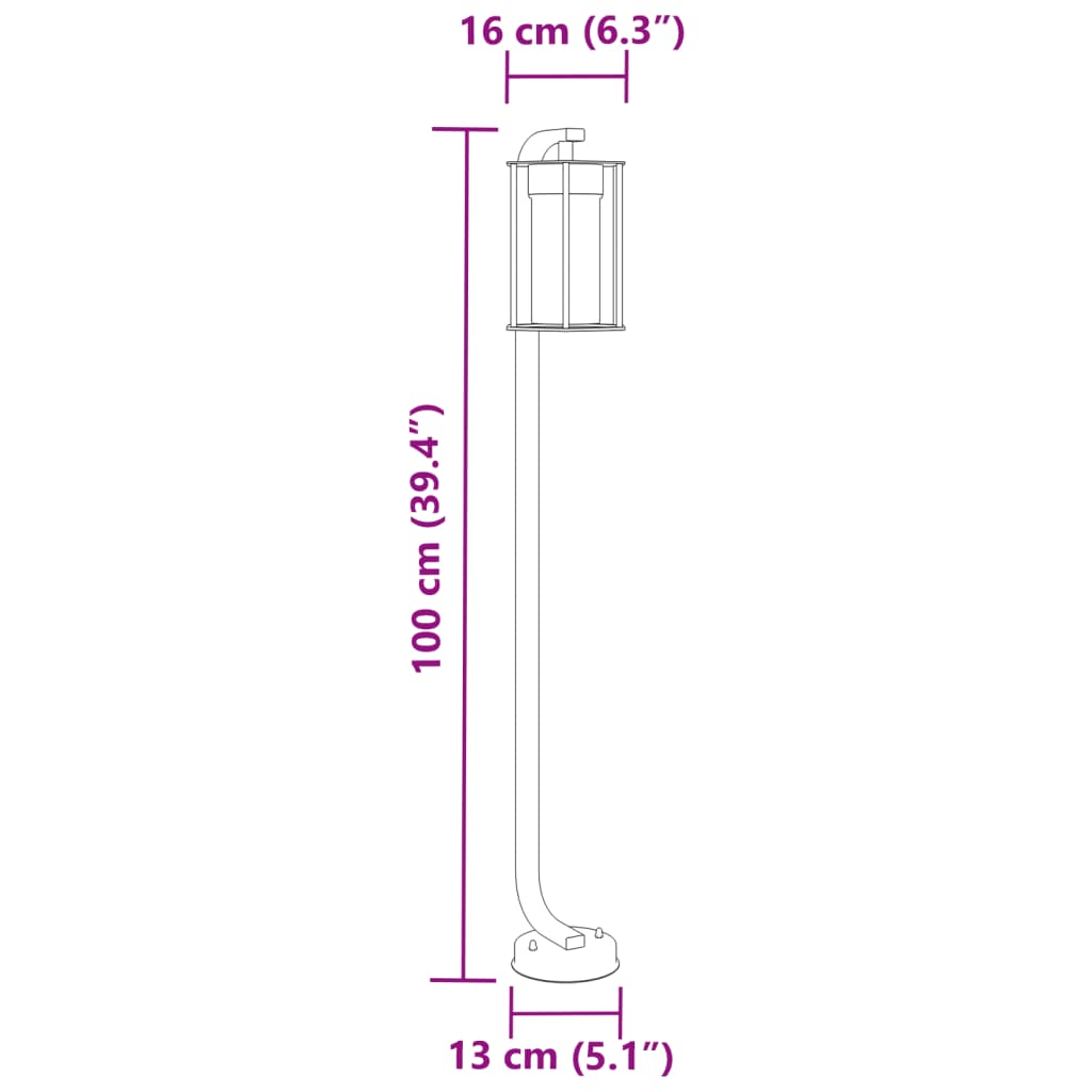 vidaXL õue lambipostid 3 tk, must, 100 cm, roostevaba teras