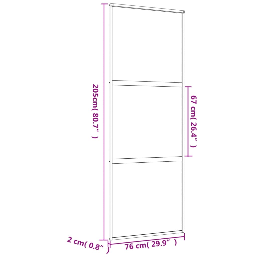 vidaXL liuguks, kuldne, 76x205 cm, matt ESG-klaas ja alumiinium