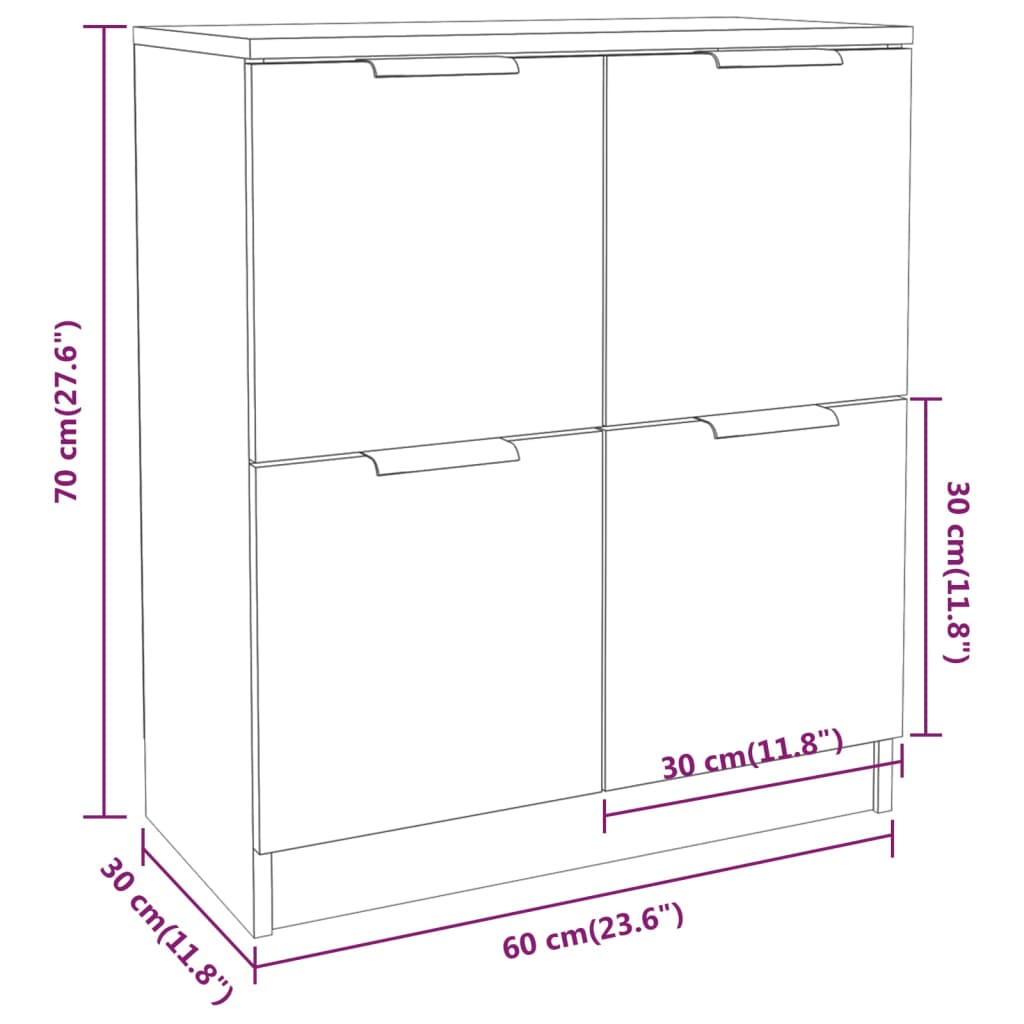 vidaXL puhvetkapp, must, 60 x 30 x 70 cm, tehispuit