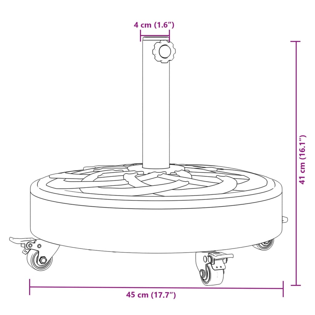 vidaXL ratastega päikesevarju alus, Ø38/48 mm postile, 27 kg ümmargune