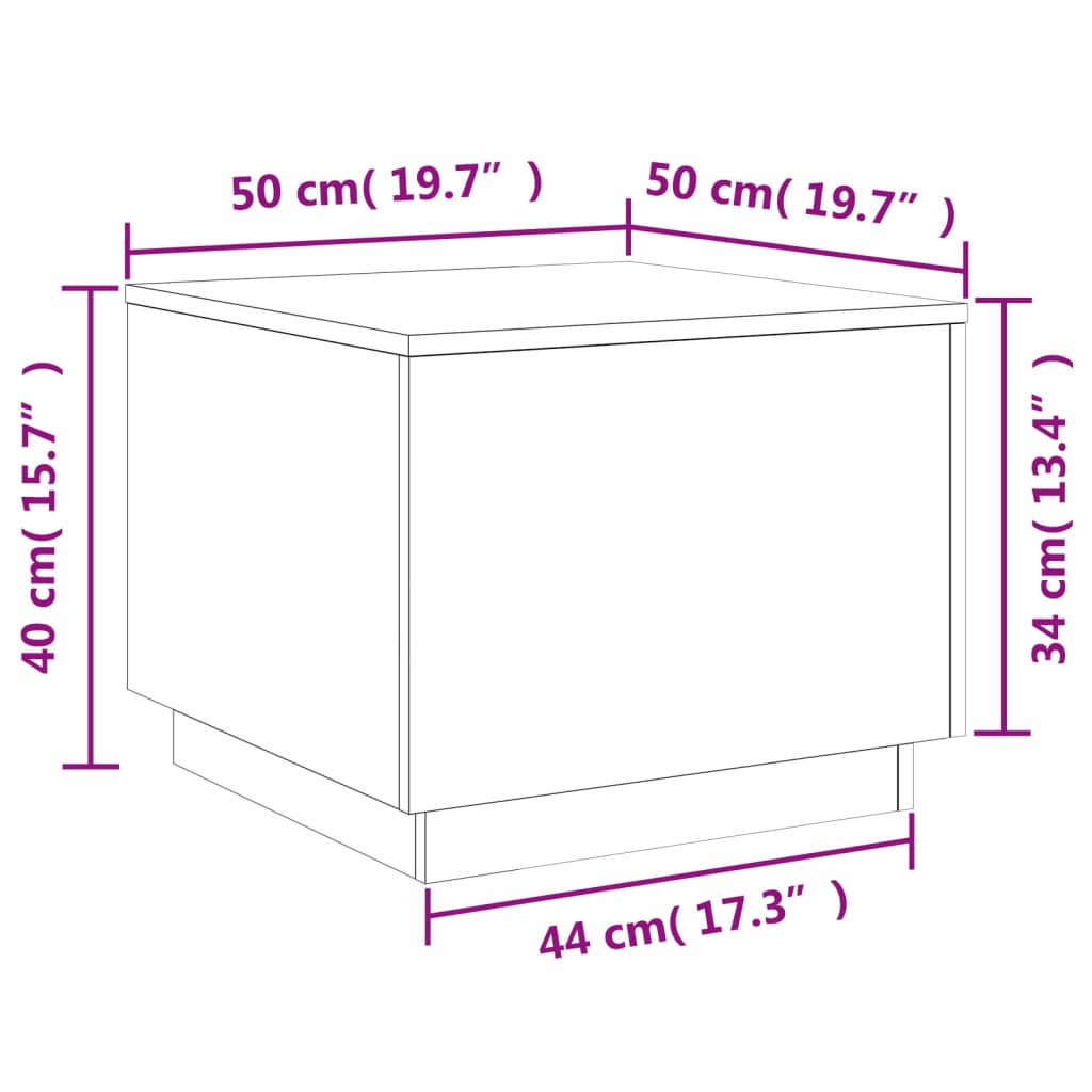 vidaXL kohvilaud LED-tuledega, pruun tamm, 50 x 50 x 40 cm