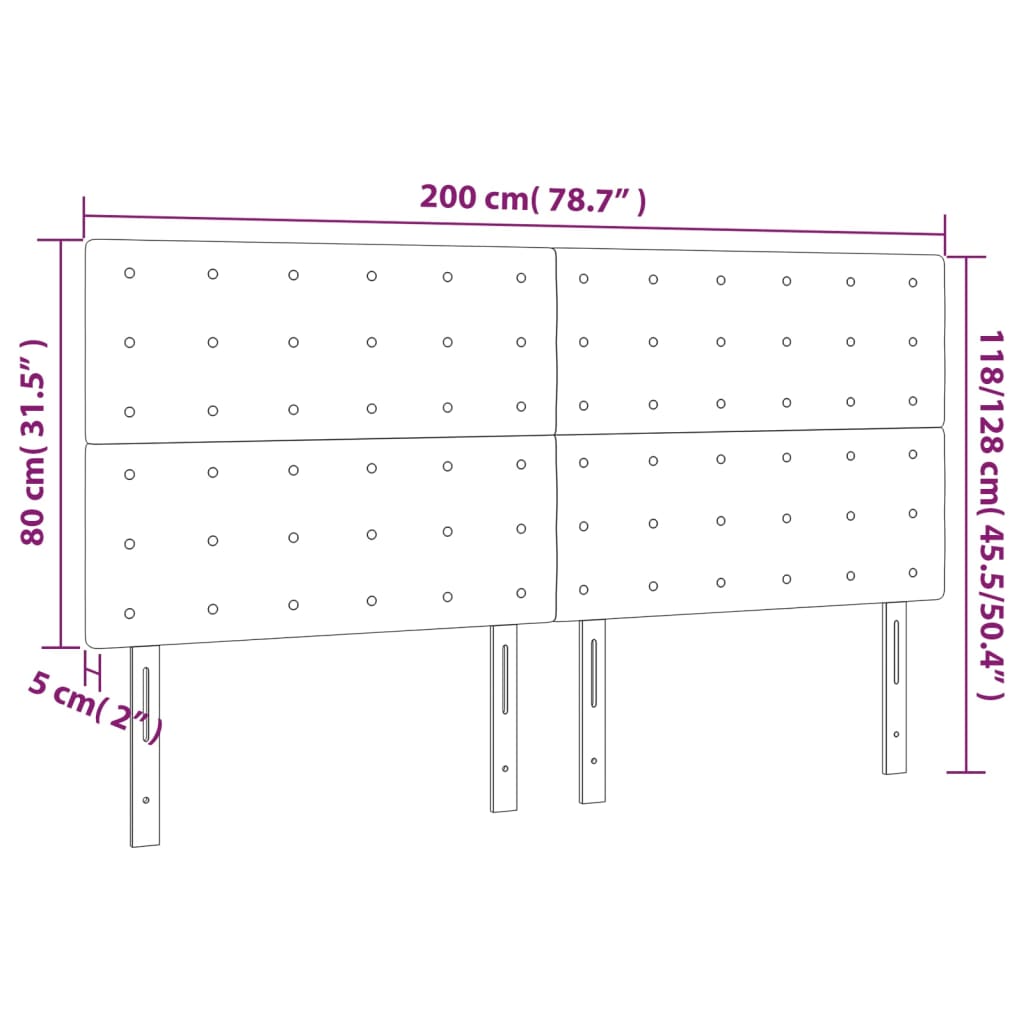 vidaXL voodipeatsid 4 tk, valge, 100x5x78/88 cm kunstnahk