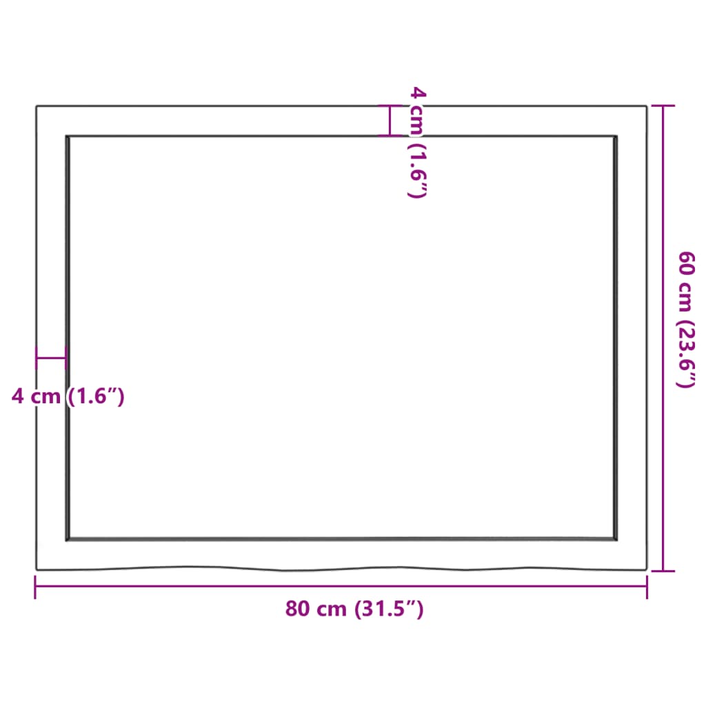 vidaXL vannitoa töötasapind, 80x60x(2-6) cm, töötlemata täispuit