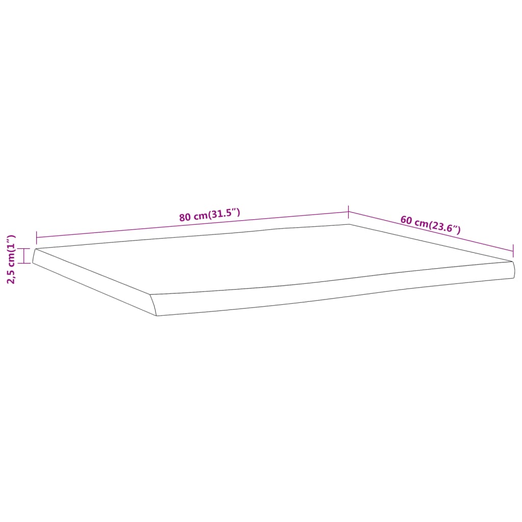 vidaXL lauaplaat 80x60x2,5 cm ristkülik akaatsia naturaalne serv