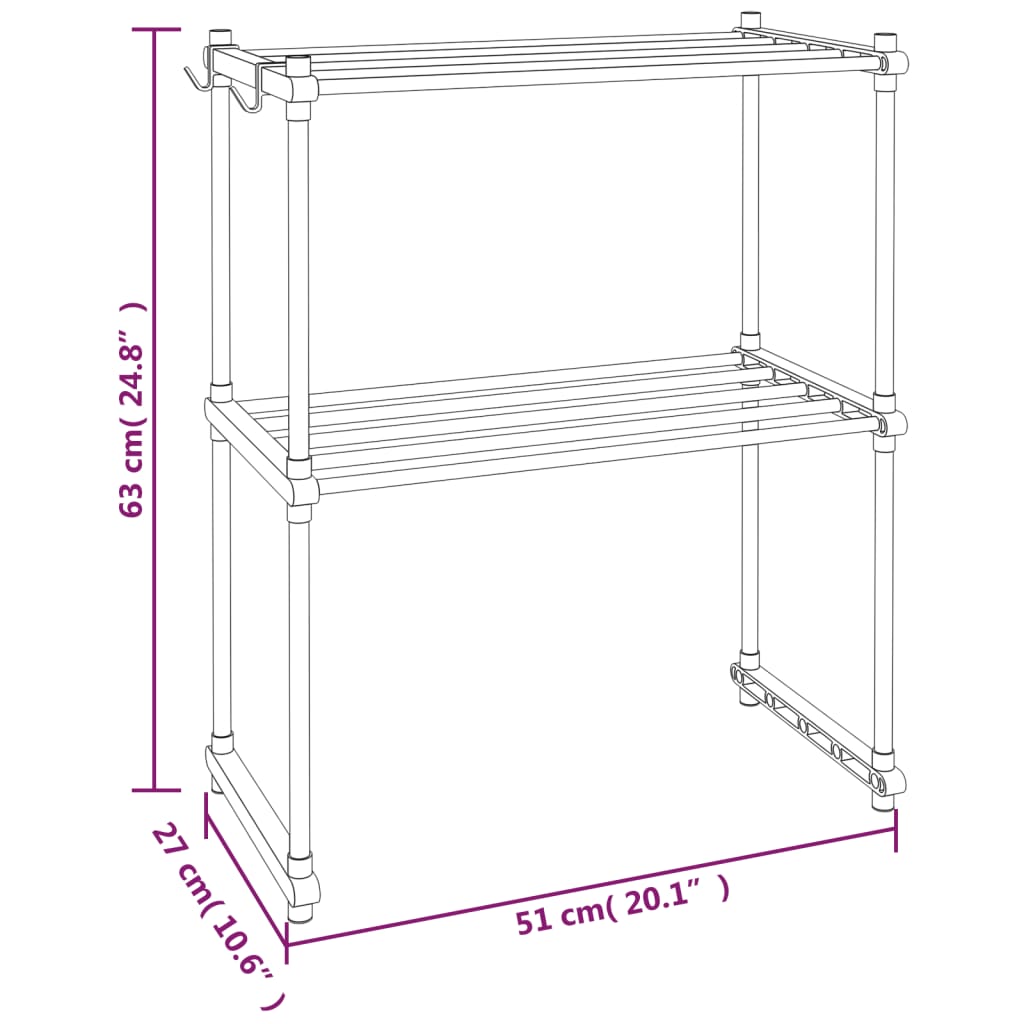 vidaXL mikrolaineahju riiul, valge, 51 x 27 x 63 cm, alumiinium