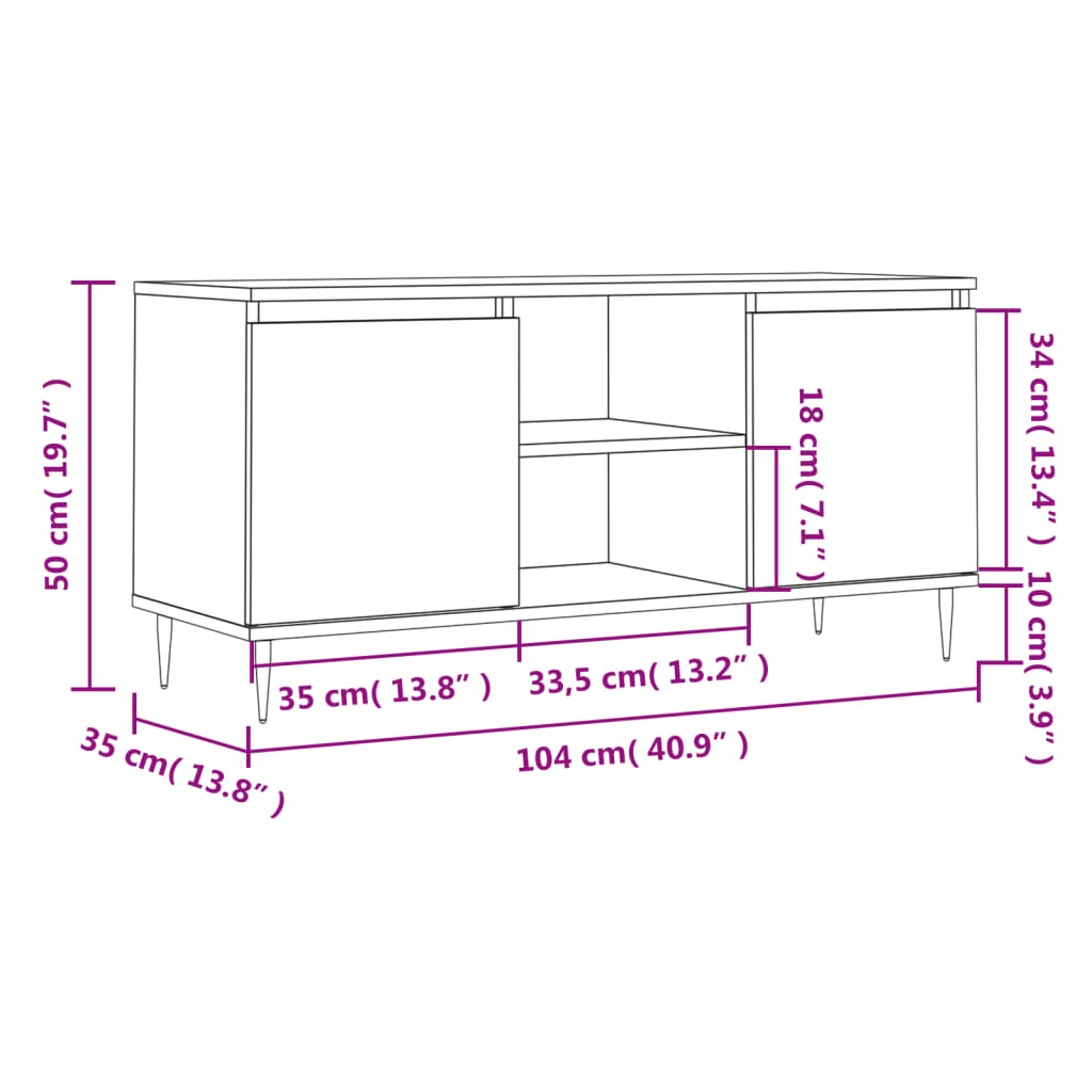 vidaXL telerikapp, pruun tamm, 104 x 35 x 50 cm, tehispuit