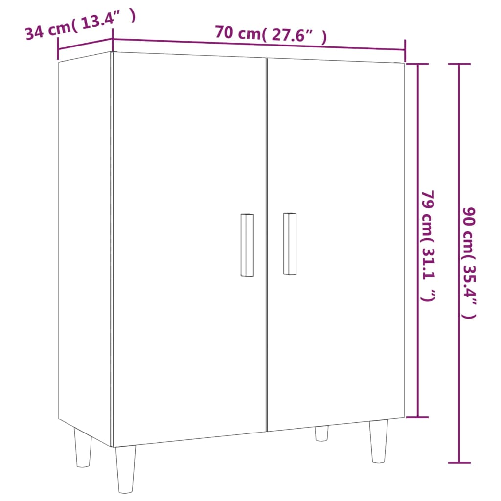 vidaXL puhvetkapp, pruun tamm, 70 x 34 x 90 cm tehispuit