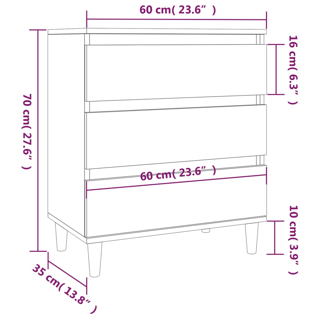 vidaXL puhvetkapp, must, 60 x 35 x 70 cm, tehispuit