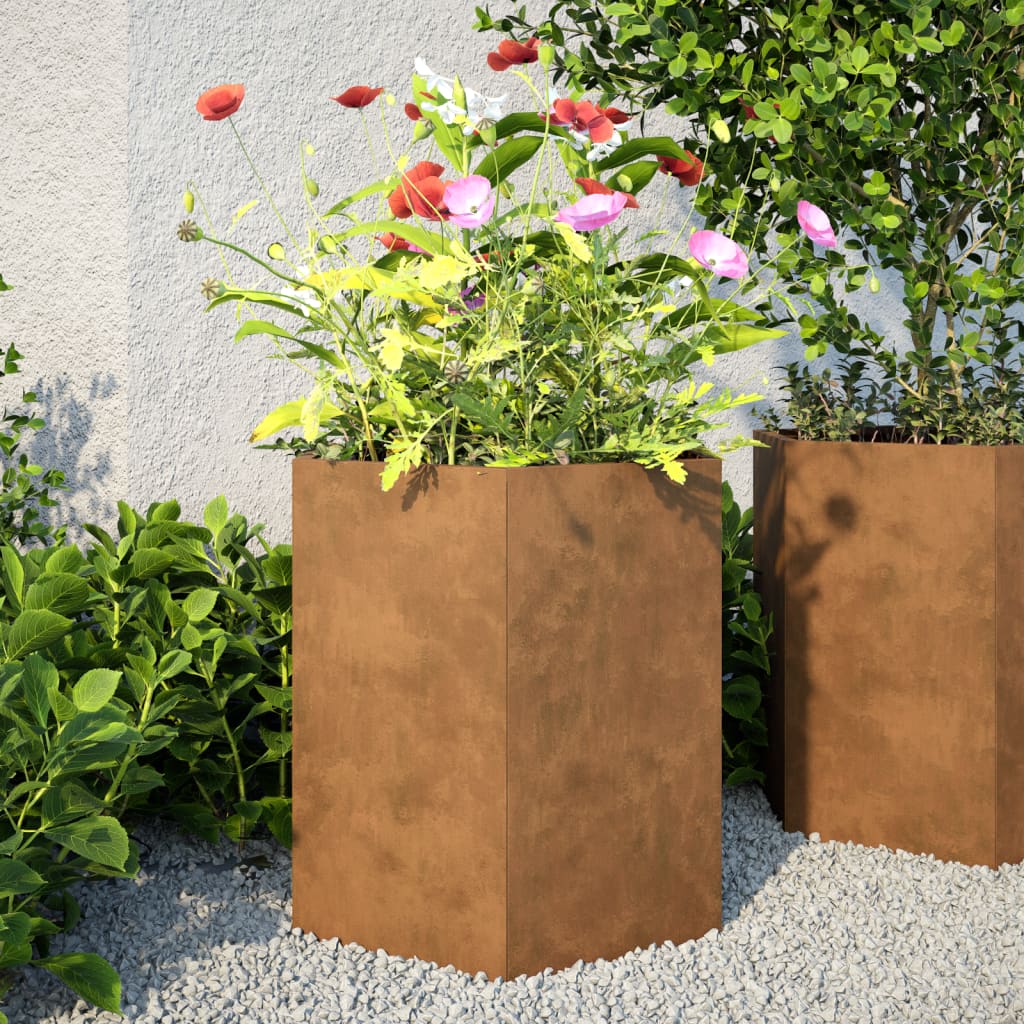 vidaXL kuusnurkne aia taimekast, 46x40x45 cm, Corten teras