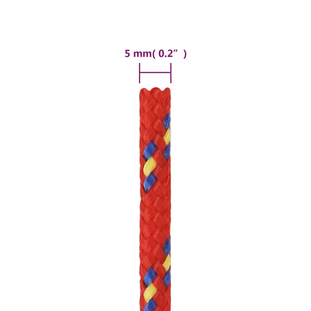 vidaXL paadiköis, punane, 5 mm, 500 m, polüpropüleen