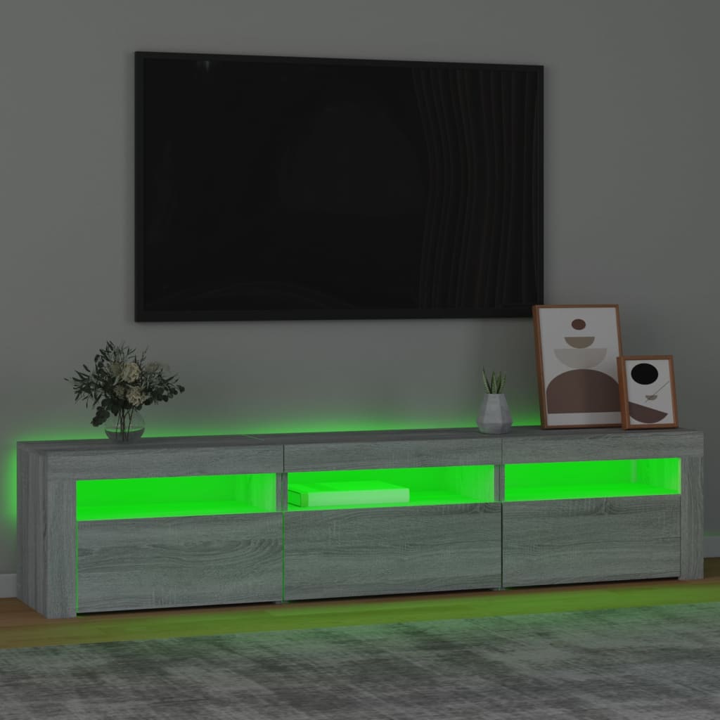 vidaXL telerialus LED-tuledega, hall Sonoma tamm, 180 x 35 x 40 cm