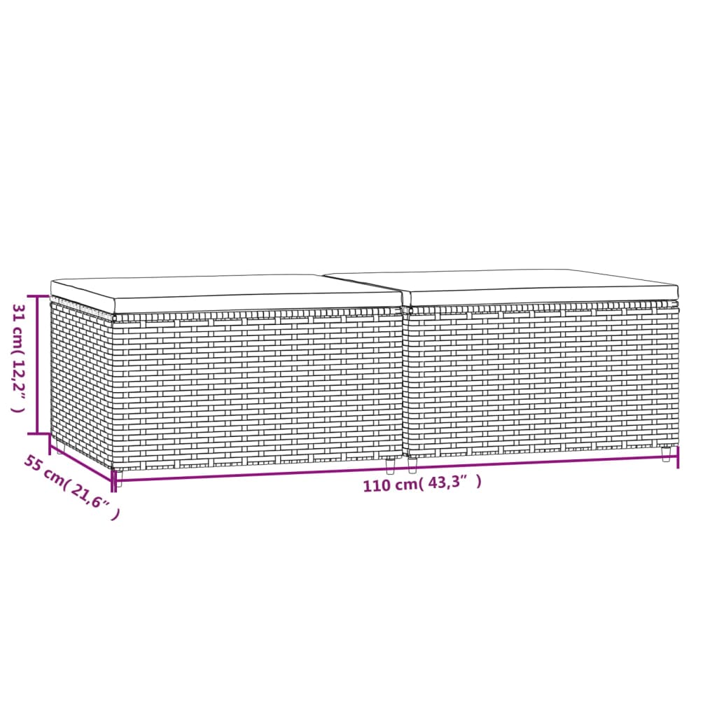 vidaXL aia jalapingid istmepatjadega 2 tk, hall, polürotang