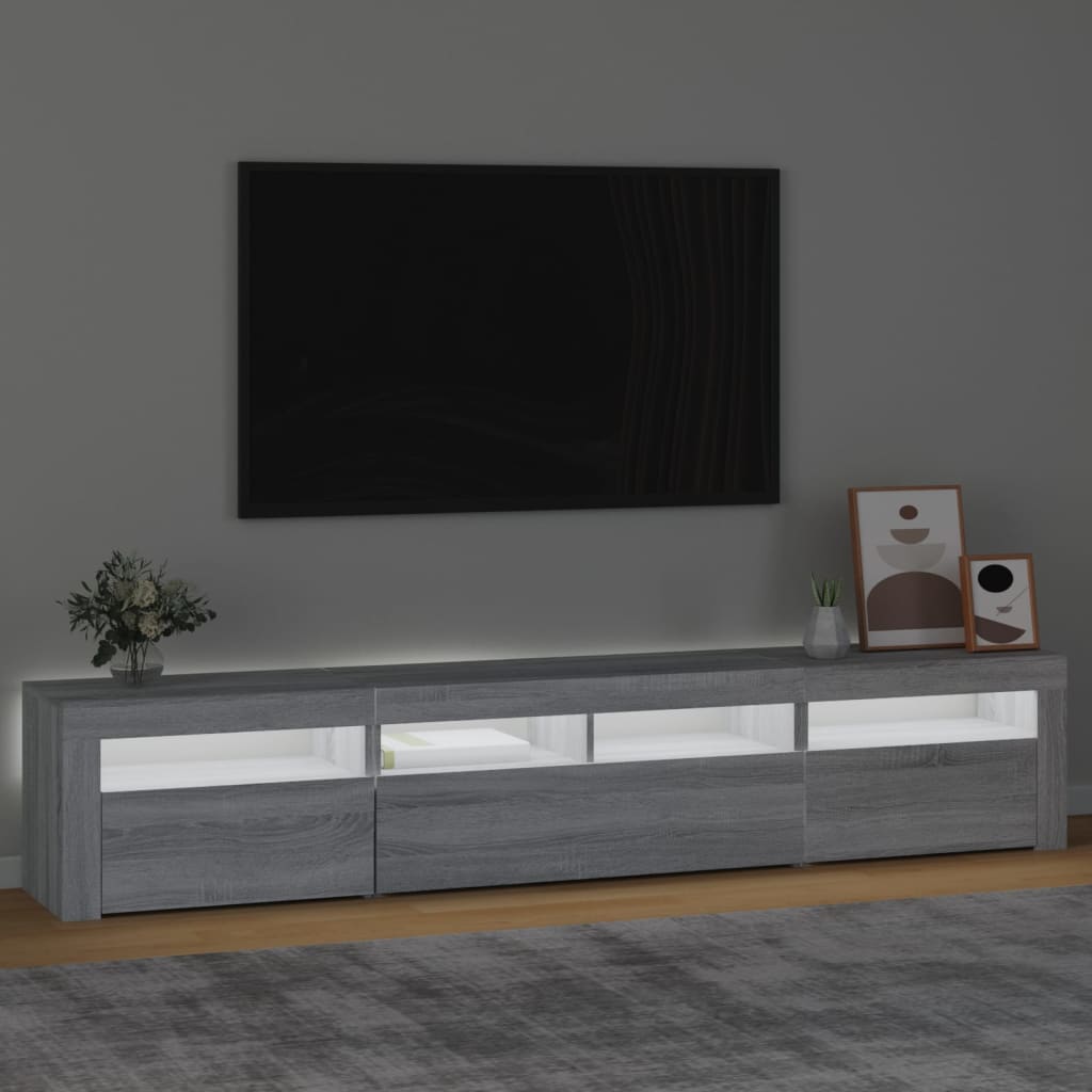 vidaXL telerialus LED-tuledega, hall Sonoma tamm, 210x35x40 cm