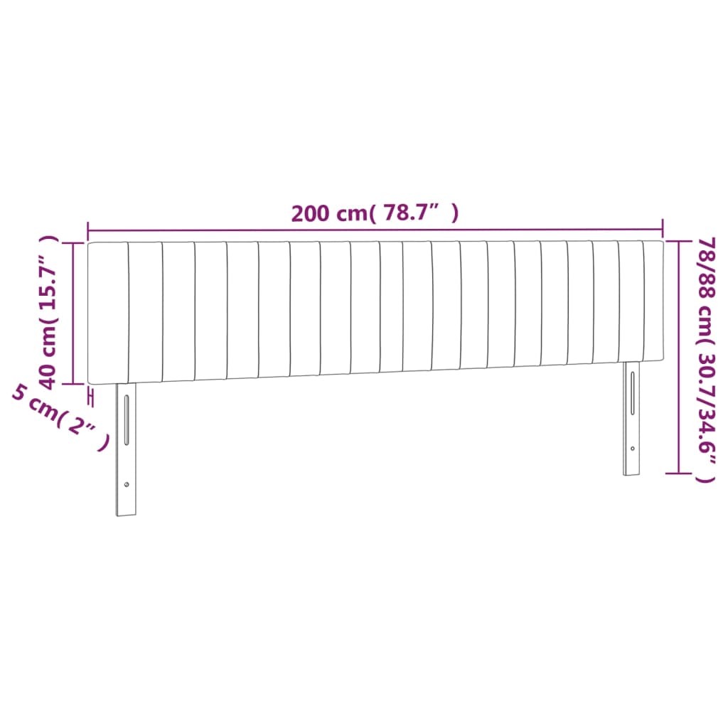 vidaXL LED-voodipeats, must, 200x5x78/88 cm, samet