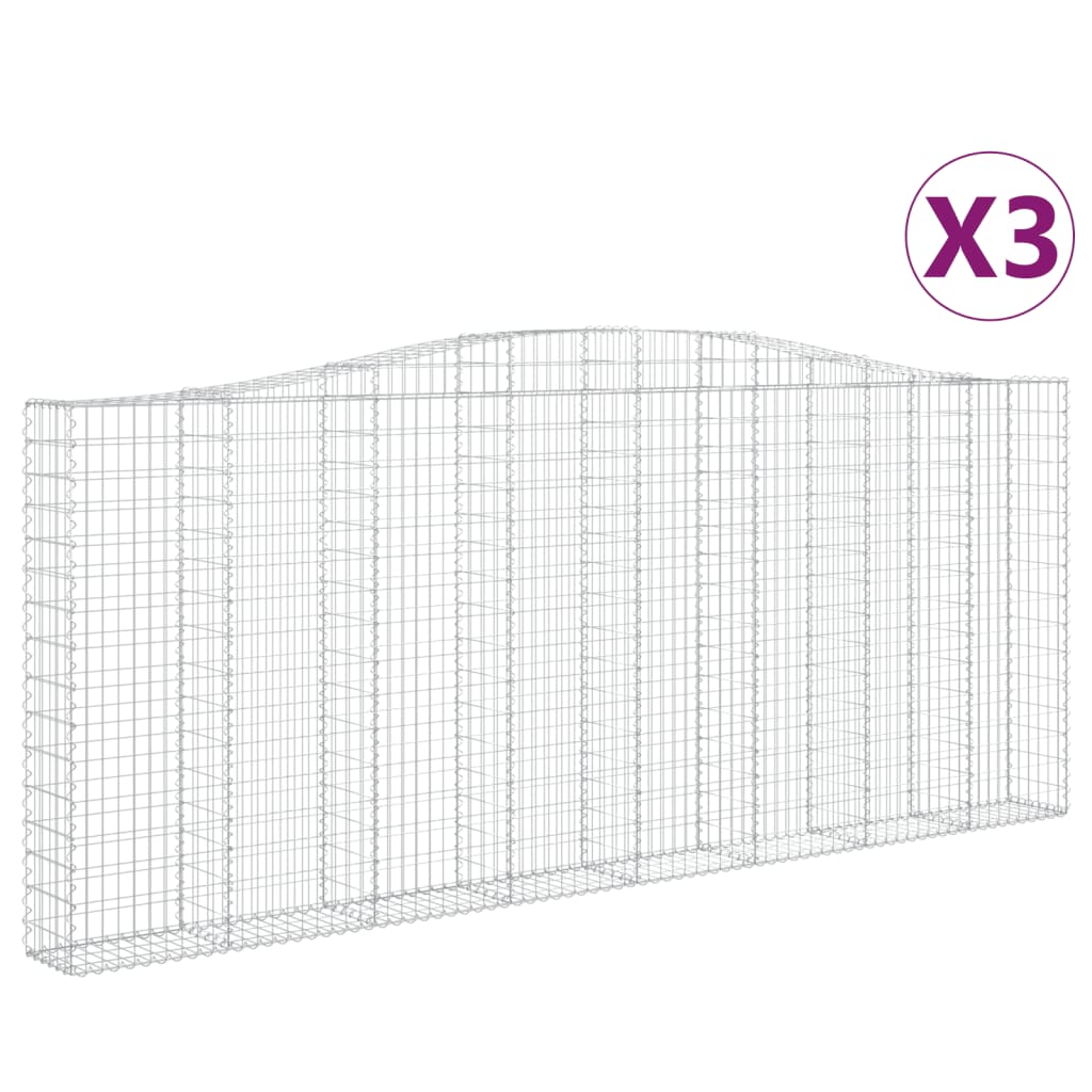 vidaXL kaarekujulised gabioonkorvid 3 tk, 400x30x160/180 cm, raud