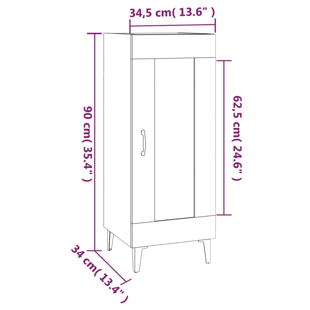 vidaXL puhvetkapp, must, 34,5 x 34 x 90 cm, tehispuit