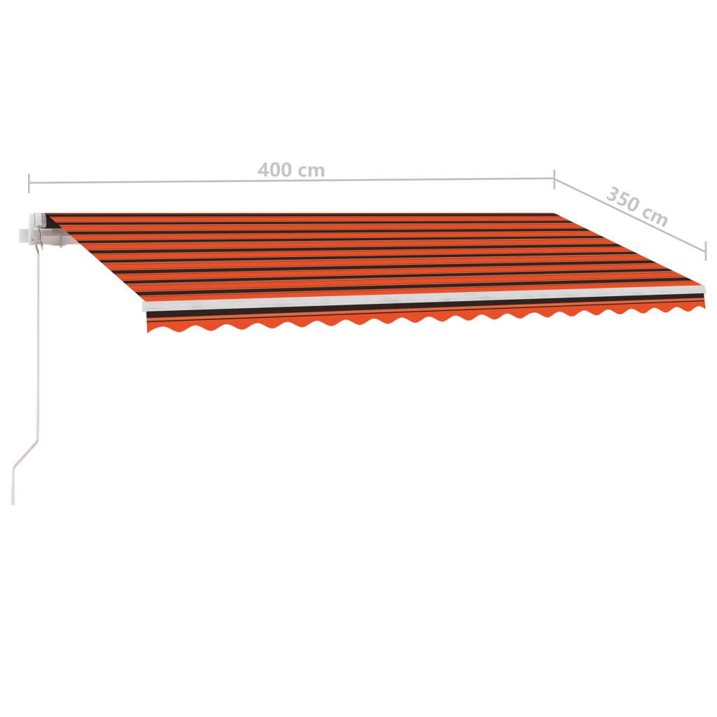 vidaXL iseseisev käsitsitõmmatav varikatus, 400 x 350 cm, oranž/pruun