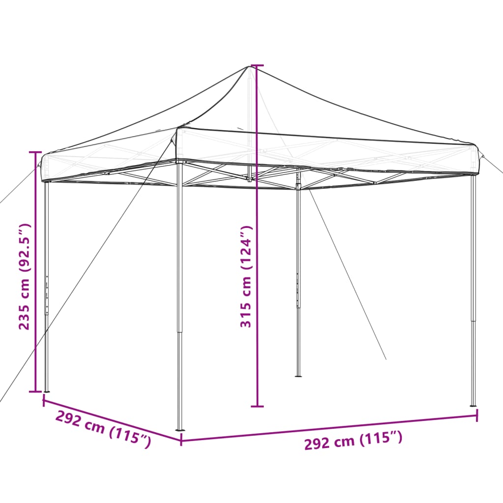 vidaXL kokkupandav pop-up peotelk, beež, 292x292x315 cm