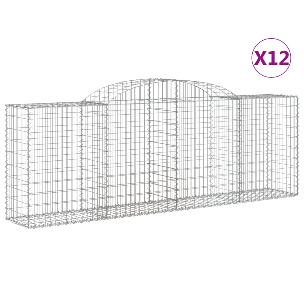 vidaXL kaarekujulised gabioonkorvid 12 tk, 300x50x100/120 cm, raud