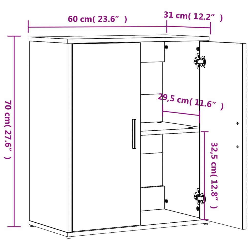 vidaXL puhvetkapid 2 tk, suitsutatud tamm, 60 x 31 x 70 cm, tehispuit