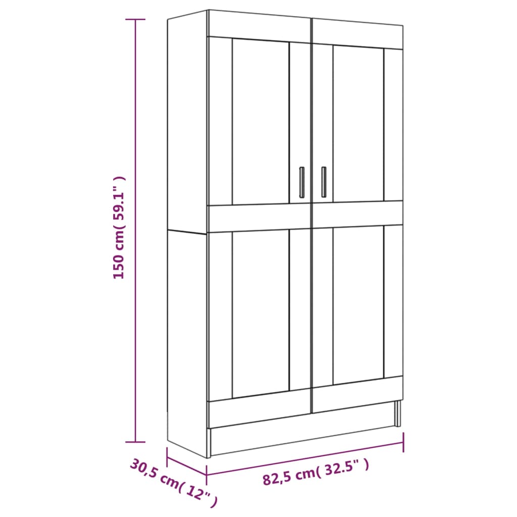 vidaXL raamaturiiul, hall Sonoma, 82,5x30,5x150 cm, tehispuit